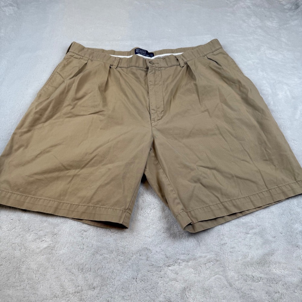 Polo Ralph Lauren Mens Khaki Shorts Size 40 Pleated Cotton Chino Casual